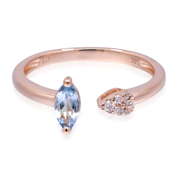 Rose Gold Aquamarine and Diamond Ring